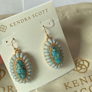 Kendra Scott Blue and Gold Statement Earrings